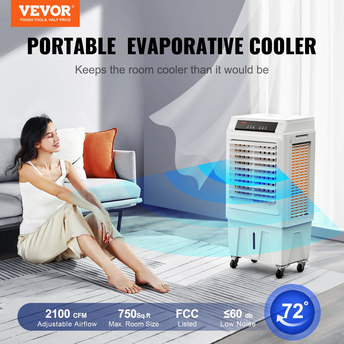 VEVOR Evaporative Air Cooler, 3100 CFM air cooler, Portable air cooler, souqbazzar