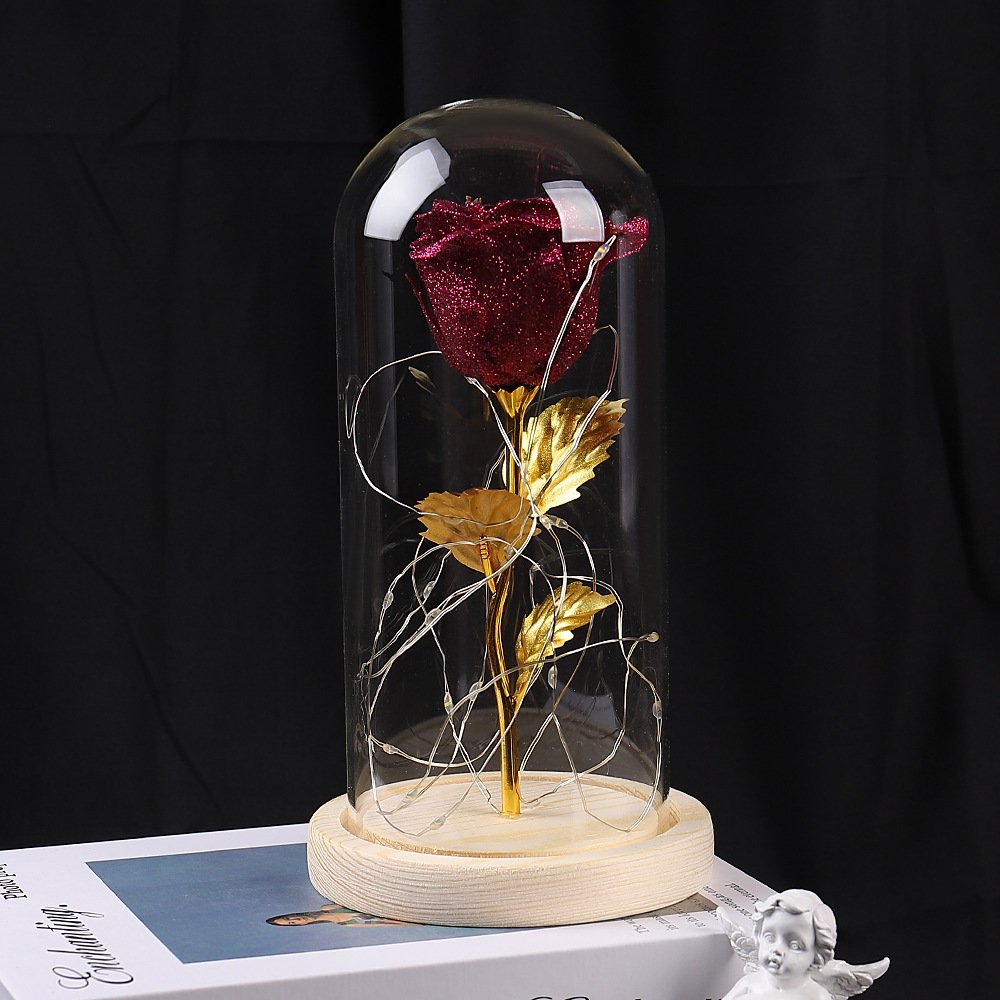 Eternal Rose Flowers LED Light In Glass