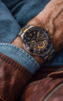 Filippo Loreti Ascari Monza Two Tone Black Gold Steel Watch