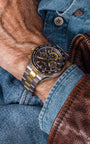 Filippo Loreti Ascari Monza Two Tone Black Gold Steel Watch