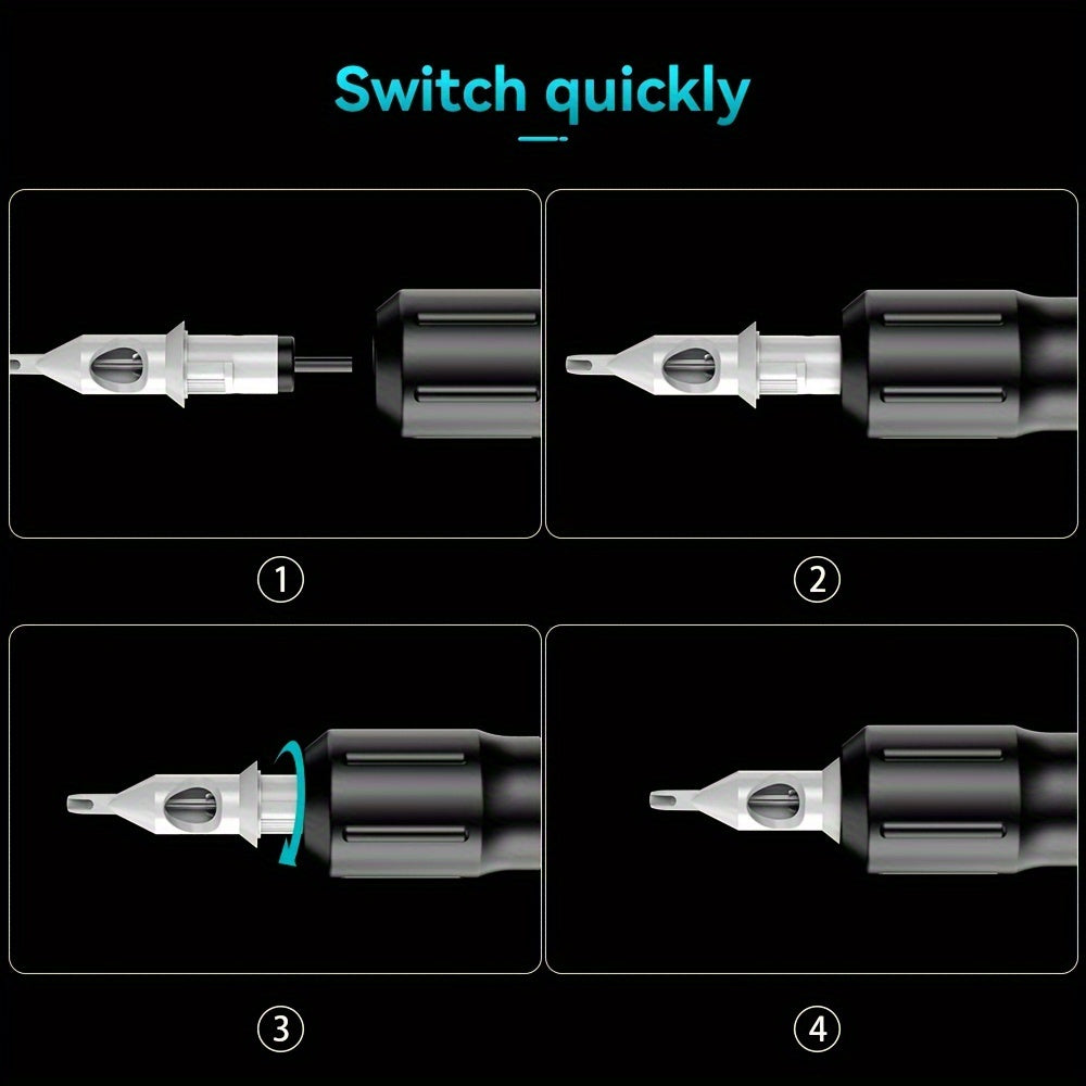 Solong Tattoo Kit-Tattoo Pen Kit Rotary Gun Machine Pen RCA with Wireless Battery 20Pcs Cartridge Mixed Needles Power Supply SLP1KIT02D-1-US