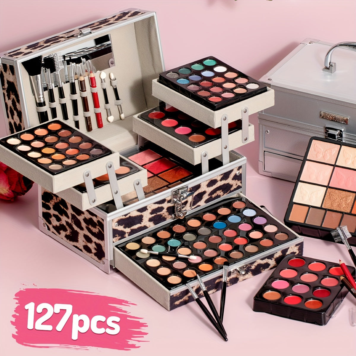 127-Piece Makeup Gift Set - Comprehensive Makeup Sets for Women with Eyeshadow, Blush, Highlighters, Mirror, Brushes, and Multi-Purpose Cosmetic Tools - Perfect Surprise Present for Mothers and Girlfriends