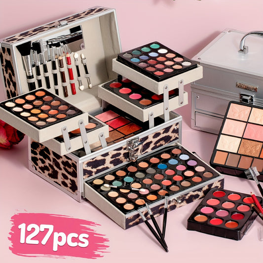 127-Piece Makeup Gift Set - Comprehensive Makeup Sets for Women with Eyeshadow, Blush, Highlighters, Mirror, Brushes, and Multi-Purpose Cosmetic Tools - Perfect Surprise Present for Mothers and Girlfriends