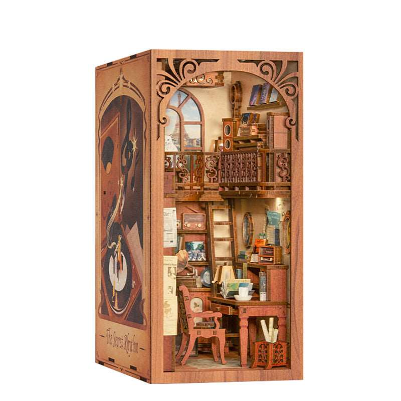 CUTEBEE Book Nook 3D Puzzle: Magical Flame Common Room with Touch Light and Dust Cover - Unique Bookshelf Insert Toy Gift