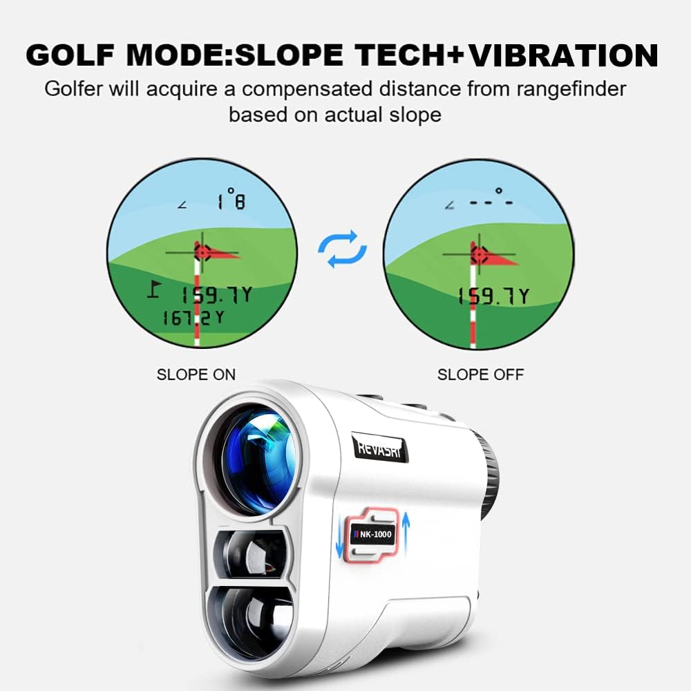 Golf Rangefinder with Slope and Pin Lock Vibration, External Slope Switch for Golf Tournament Legal, Rangefinders with Rechargeable Battery 600/1000YDS Laser Range Finder