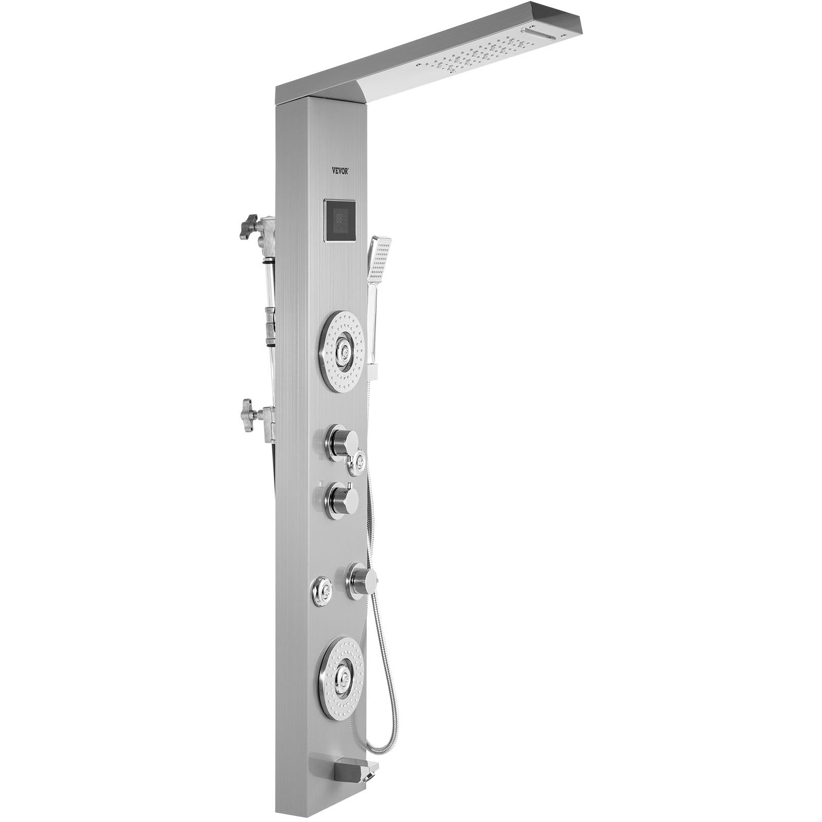 VEVOR 6 in 1 LED Shower Panel Tower System Rainfall and Mist Head Rain Massage Stainless Steel Shower Fixtures with Adjustable Body Jets