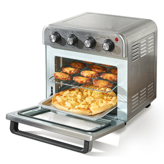 VEVOR 7-IN-1 Air Fryer Toaster Oven, 18L Convection Oven, 1700W Stainless Steel Toaster Ovens Countertop Combo with Grill, Pizza Pan, Gloves, 6 Slices Toast, 10-inch Pizza, Home and Commercial Use  | VEVOR US