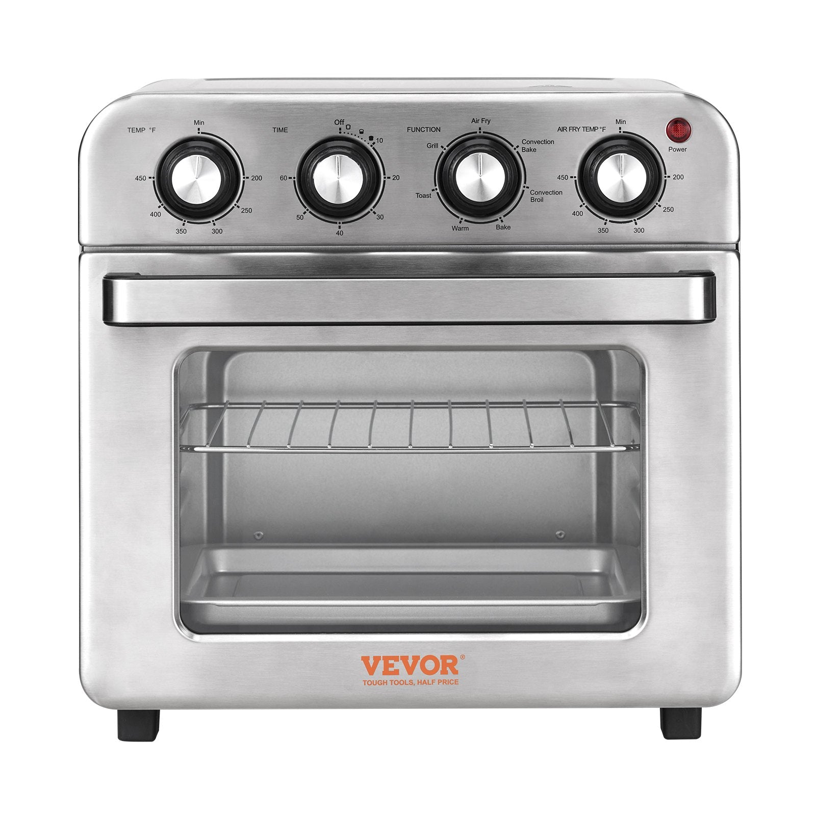 VEVOR 7-IN-1 Air Fryer Toaster Oven, 18L Convection Oven, 1700W Stainless Steel Toaster Ovens Countertop Combo with Grill, Pizza Pan, Gloves, 6 Slices Toast, 10-inch Pizza, Home and Commercial Use  | VEVOR US