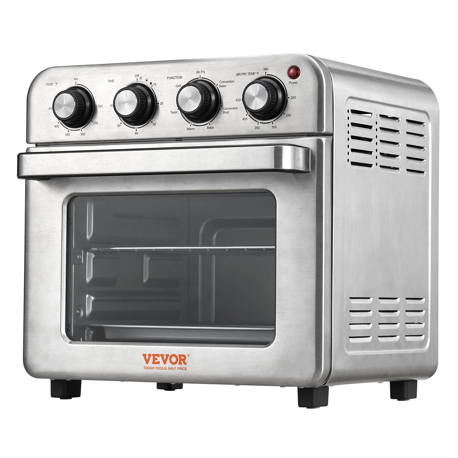 VEVOR 7-IN-1 Air Fryer Toaster Oven, 18L Convection Oven, 1700W Stainless Steel Toaster Ovens Countertop Combo with Grill, Pizza Pan, Gloves, 6 Slices Toast, 10-inch Pizza, Home and Commercial Use  | VEVOR US