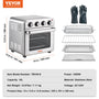 VEVOR 7-IN-1 Air Fryer Toaster Oven, 18L Convection Oven, 1700W Stainless Steel Toaster Ovens Countertop Combo with Grill, Pizza Pan, Gloves, 6 Slices Toast, 10-inch Pizza, Home and Commercial Use  | VEVOR US