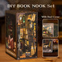 CUTEBEE Book Nook 3D Puzzle: Magical Flame Common Room with Touch Light and Dust Cover - Unique Bookshelf Insert Toy Gift