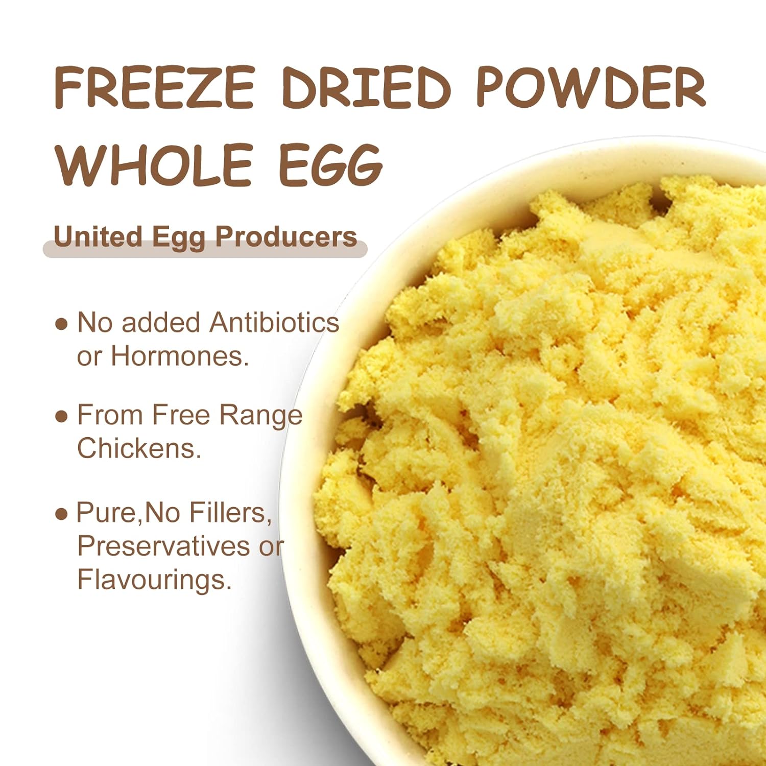 Orgnisulmte Whole Egg Powder, Fresh Pasteurized Egg Powder 8 Oz