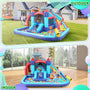 DREAMVAN Inflatable Water Slide, 8 in 1 Bounce House Water Park with 580W Blower, Giant Jumping Castle with 2 Slide, Ball Shooting, Climbing Wall, Fun Pool, Basketball Hoop for Kids 3-10 Years Old