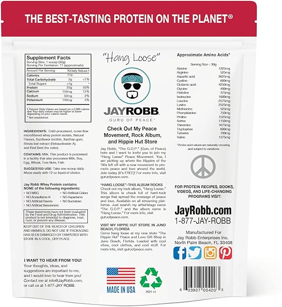 JAYROBB Whey Isolate Protein Powder, Low Carb, Keto, Vegetarian, Gluten Free, Lactose-Free, No Sugar Added, No Fat, No Soy, Nothing Artificial, Non-GMO, Best-Tasting, 75 Servings (80 oz, Strawberry)