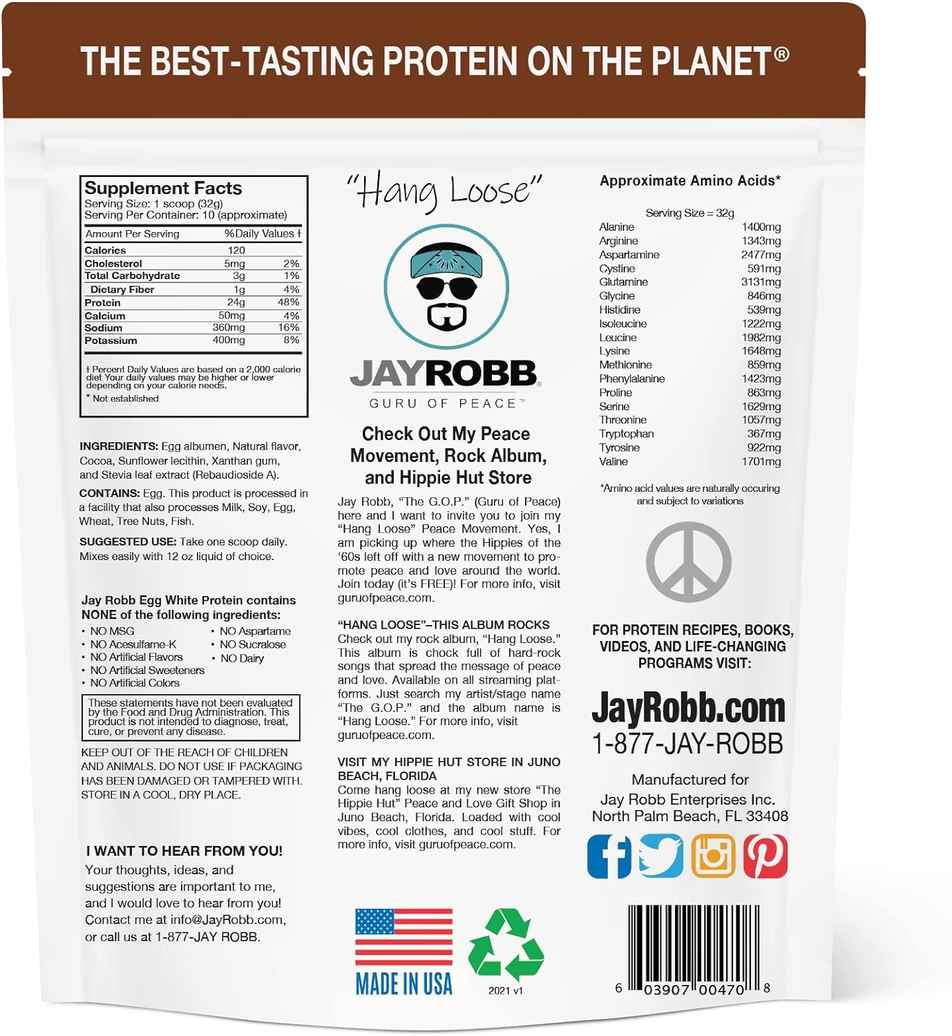Jay Robb Chocolate Egg White Protein Powder