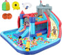 DREAMVAN Inflatable Water Slide, 8 in 1 Bounce House Water Park with 580W Blower, Giant Jumping Castle with 2 Slide, Ball Shooting, Climbing Wall, Fun Pool, Basketball Hoop for Kids 3-10 Years Old