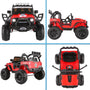 2 Seater Ride on Car for Kids 24V with Remote Control, 2 Seater Electric Jeep Car with Spring Suspension, LED Lights, Music, Red