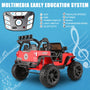 2 Seater Ride on Car for Kids 24V with Remote Control, 2 Seater Electric Jeep Car with Spring Suspension, LED Lights, Music, Red