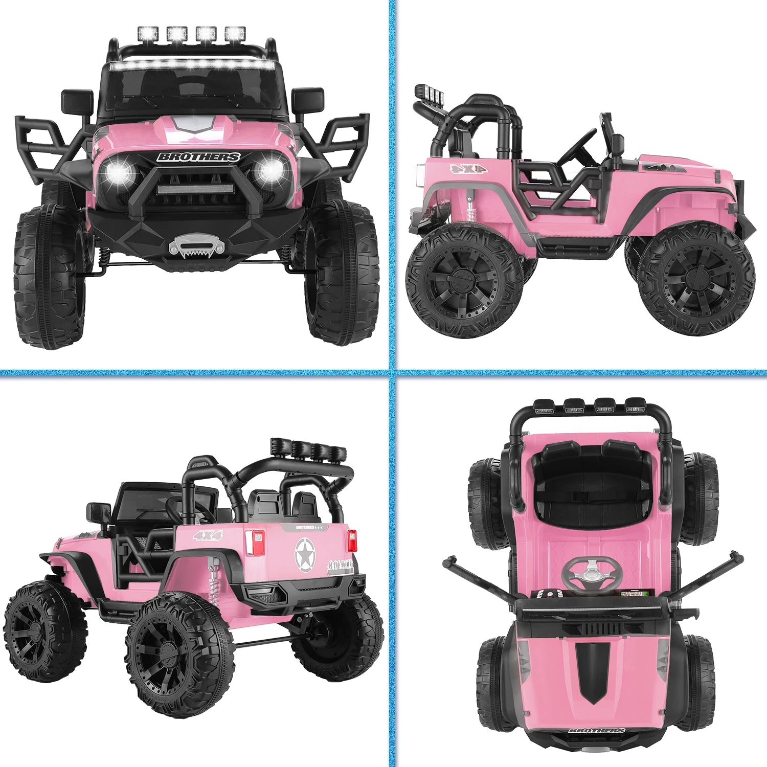 Kids 24V Ride on Car Truck with Remote Control - 2 Seater Electric Jeeps Car, 2x200W Motor, Spring Suspension, 3 Speeds, Pink