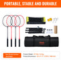 VEVOR Badminton Net Set, Outdoor Backyard Beach Park Badminton Net, Portable Badminton Equipment Set, Adults Kids Badminton Net with Poles, Carrying Bag, 4 Iron Rackets, and 3 Nylon Shuttlecocks