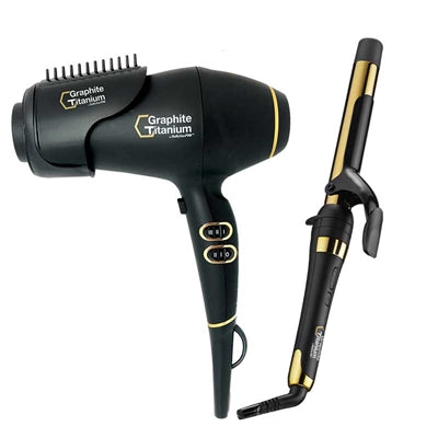 BaBylissPRO - Graphite Titanium Hairdryer and Curling Iron Duo