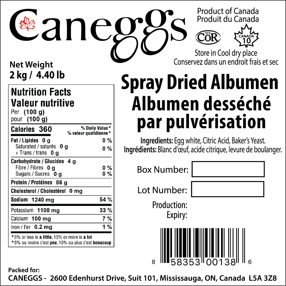 Caneggs Powdered Eggs (Egg White) - Grade A Eggs 100% Natural - Fat Free and Keto Friendly