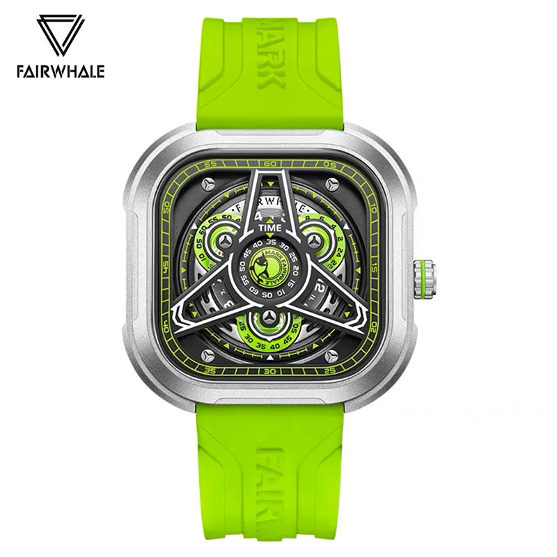 Green Watch For Mens Sports Silicone Strap Waterproof