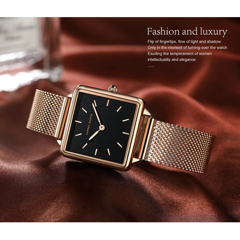 Women Fashion Brand Stainless Steel Mesh Belt Watches