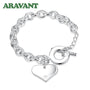 Aravant 925 Silver Heart Bracelet Chain - gift for Valentine Wedding - Birthday and Anniversary