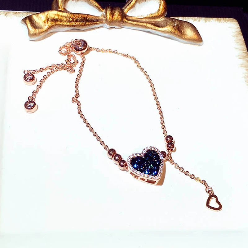 Inlaid Rhinestone Heart Bracelet, Cubic Zircon Temperament Stylish Pendant