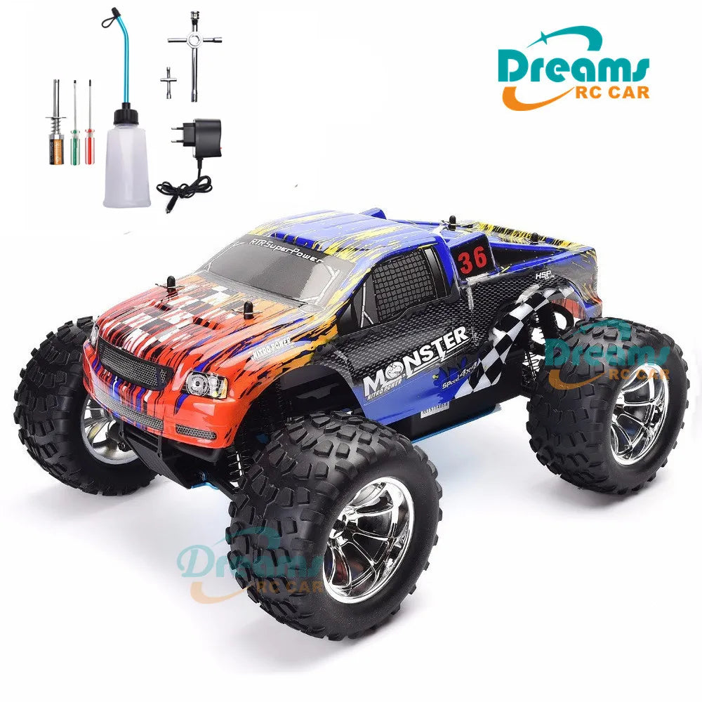 HSP RC Car 1:10 Scale Two Speed Off Road Monster Truck Nitro Gas Power 4wd Remote Control Car High Speed Hobby Racing RC Vehicle