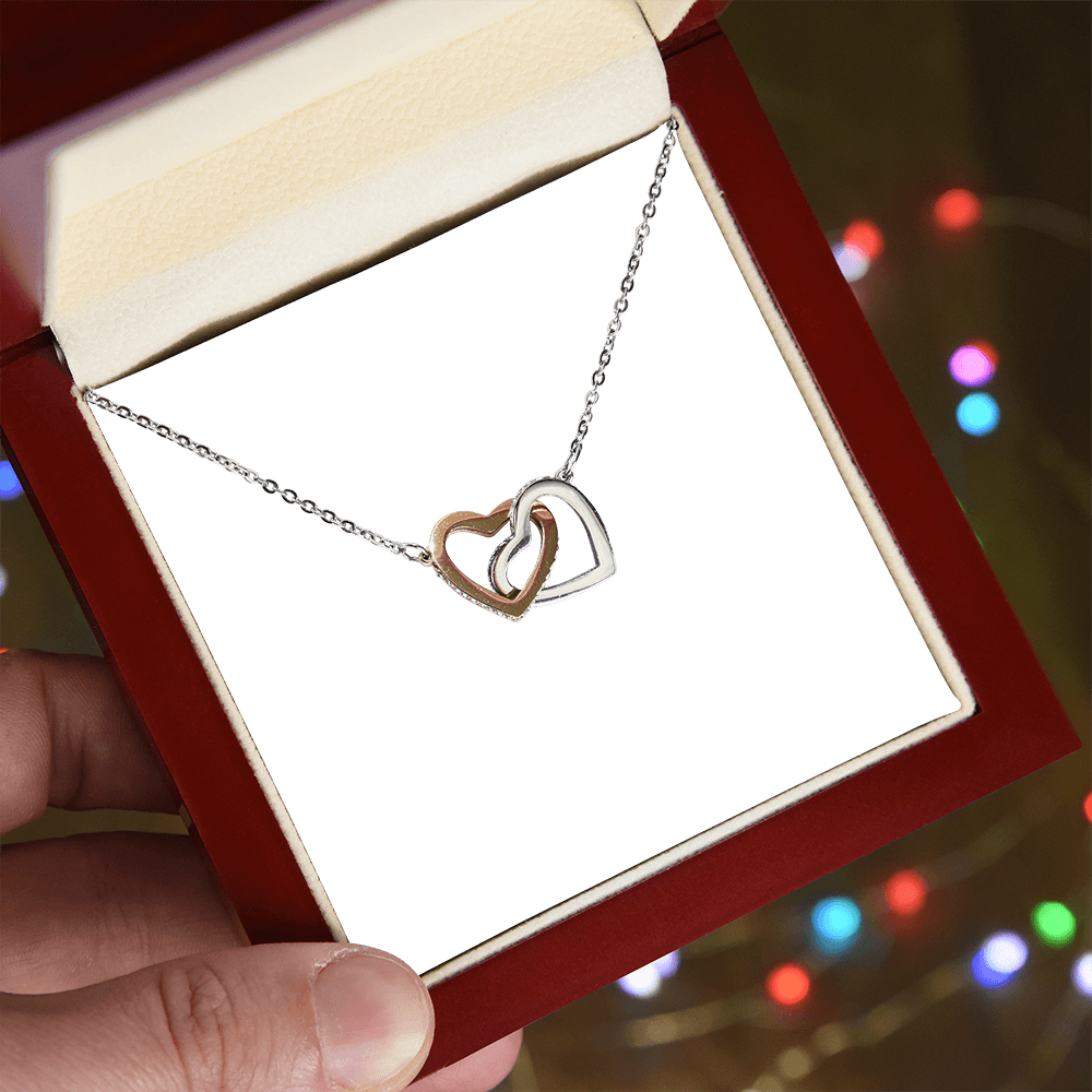 "Never-Ending Love" Interlocking Heart Necklace, Romanic Gift for Wedding, Valentine, Birthday & Anniversary