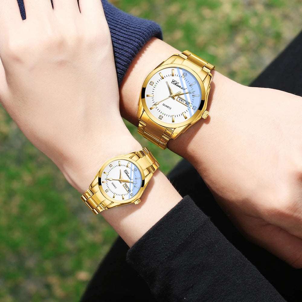 CHENXI Watches, Golden Stainless Steel Strap
