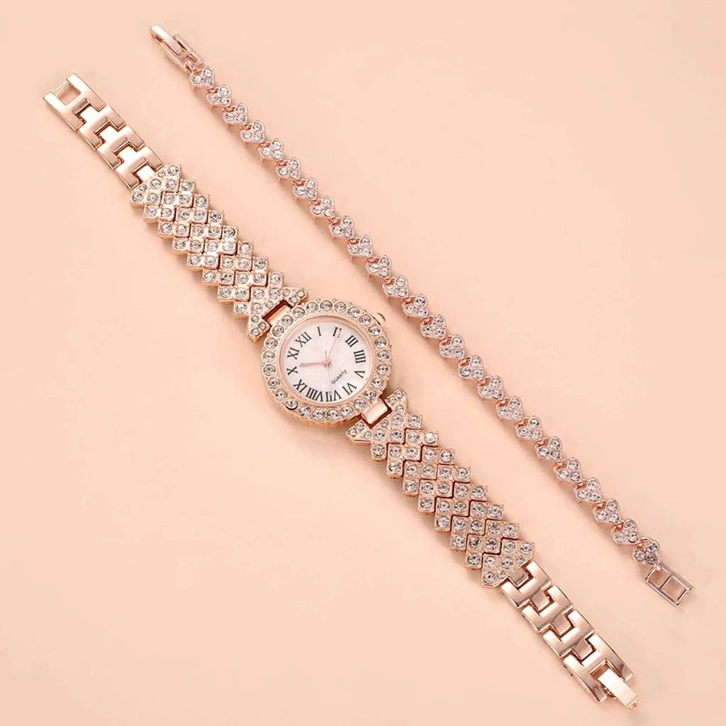 Luxury Watch For Women, Bracelet Set Diamond Steel Band
