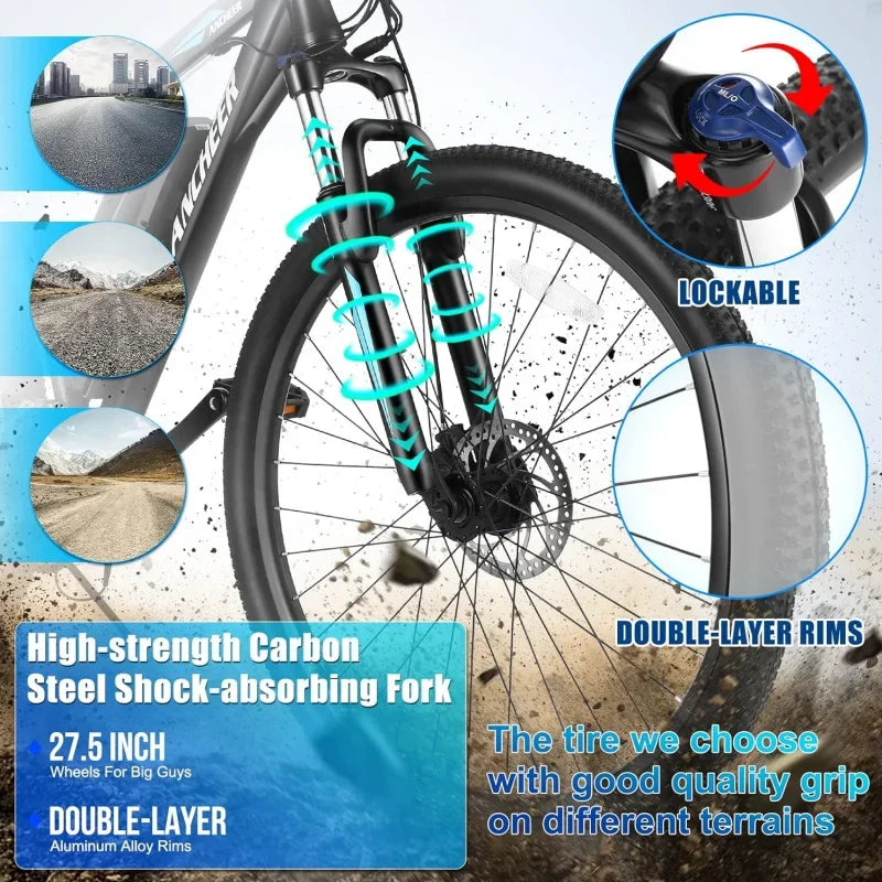 Hummmer Electric Bike for Adults 27.5'' Peak 750W Electric Mountain Bike/Ebike,3 Hours Fast Charge,55 Miles Electric Bicycle