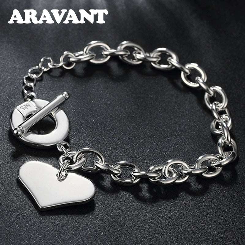 Aravant 925 Silver Heart Bracelet Chain, Valentine Gift