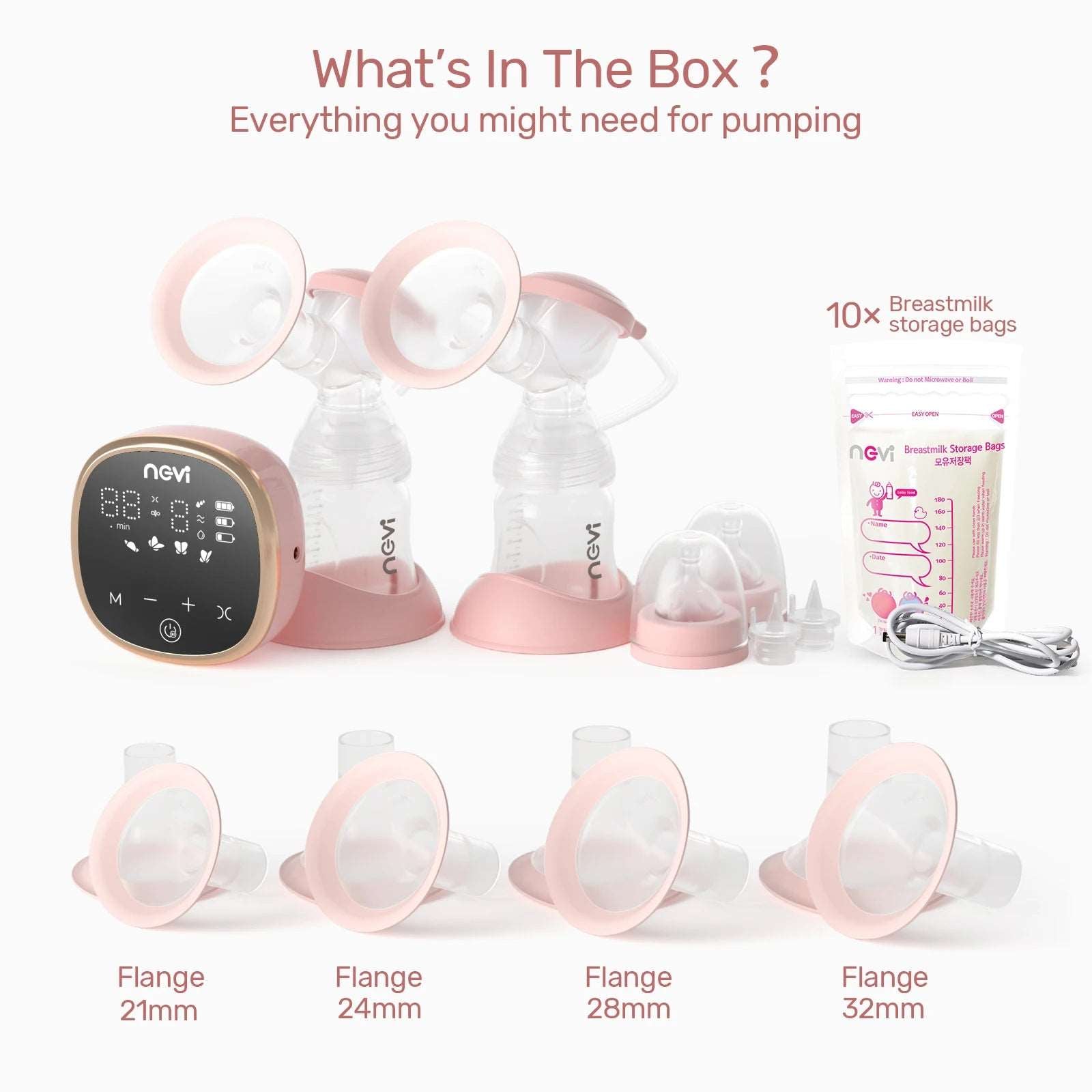 Best Breast pump, Double Electric Breast Pumps, with 2 Bottles, with Bottle Base, Air tube, FOUR different modes & NINE different levels
