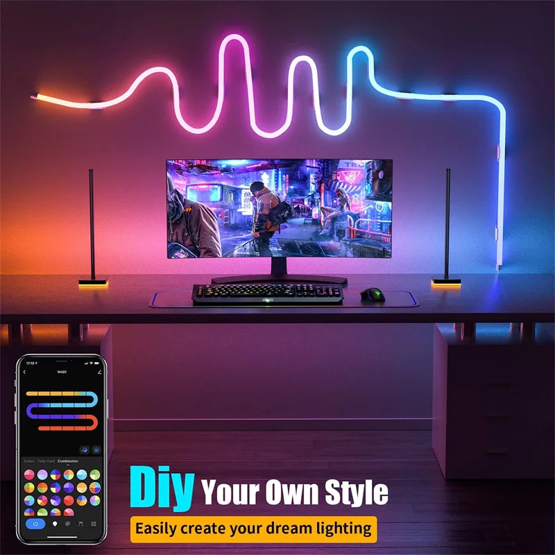 TUYA Neon LED Strip Lights Silicone Neon Rope Light with Music Sync RGBIC Dreamcolor Chasing Strip Tape for Room Decor Lighting