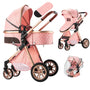 Luxury Baby Stroller 2 in 1 Foldable Stroller High landscape Newborn Baby Bassinet Puchair Lightweight baby cart with comfort