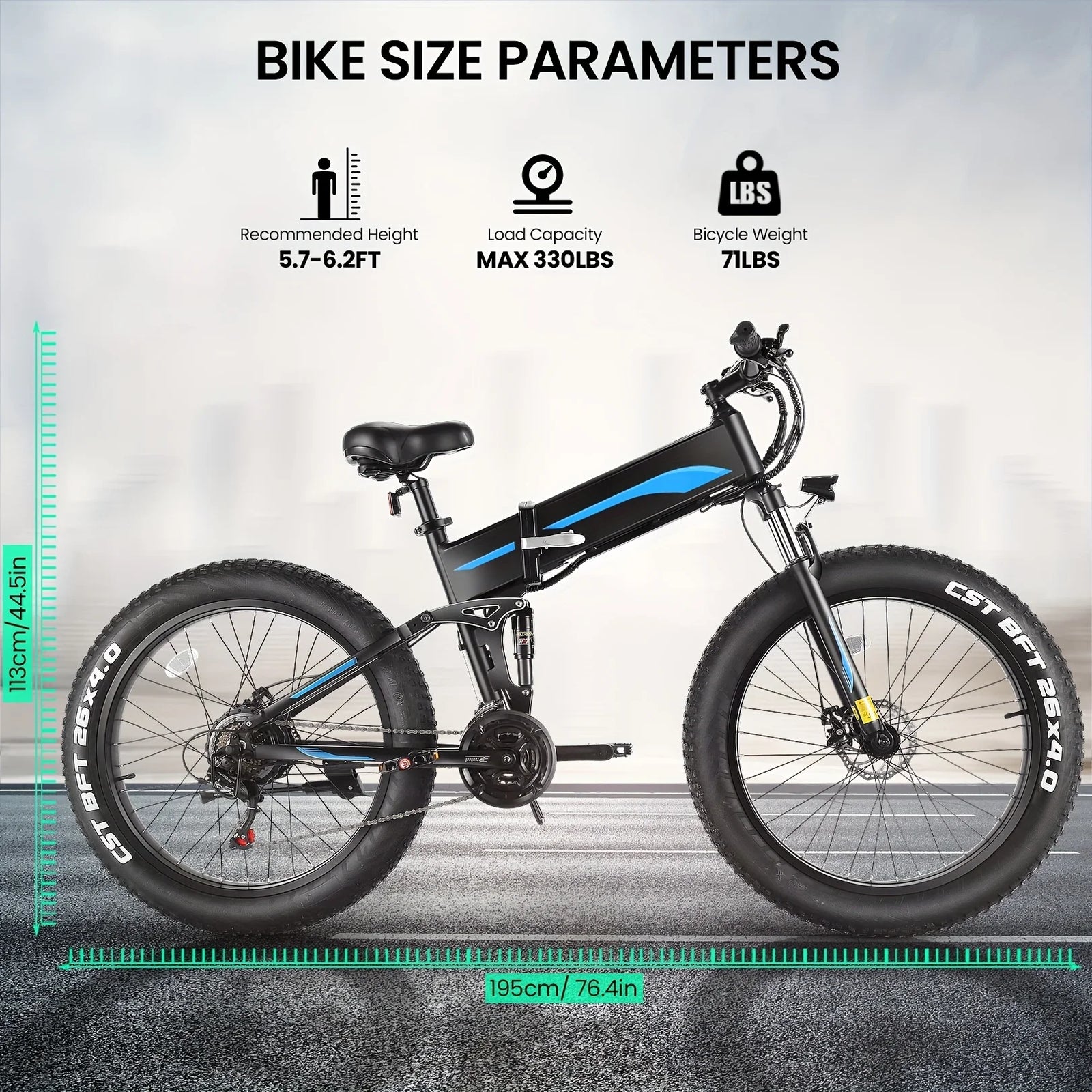 Ebike for Adult with HIgh Speed 500W Brushless Motor, 48V 10Ah Foldable Electric Bicycles, 20MPH EBike