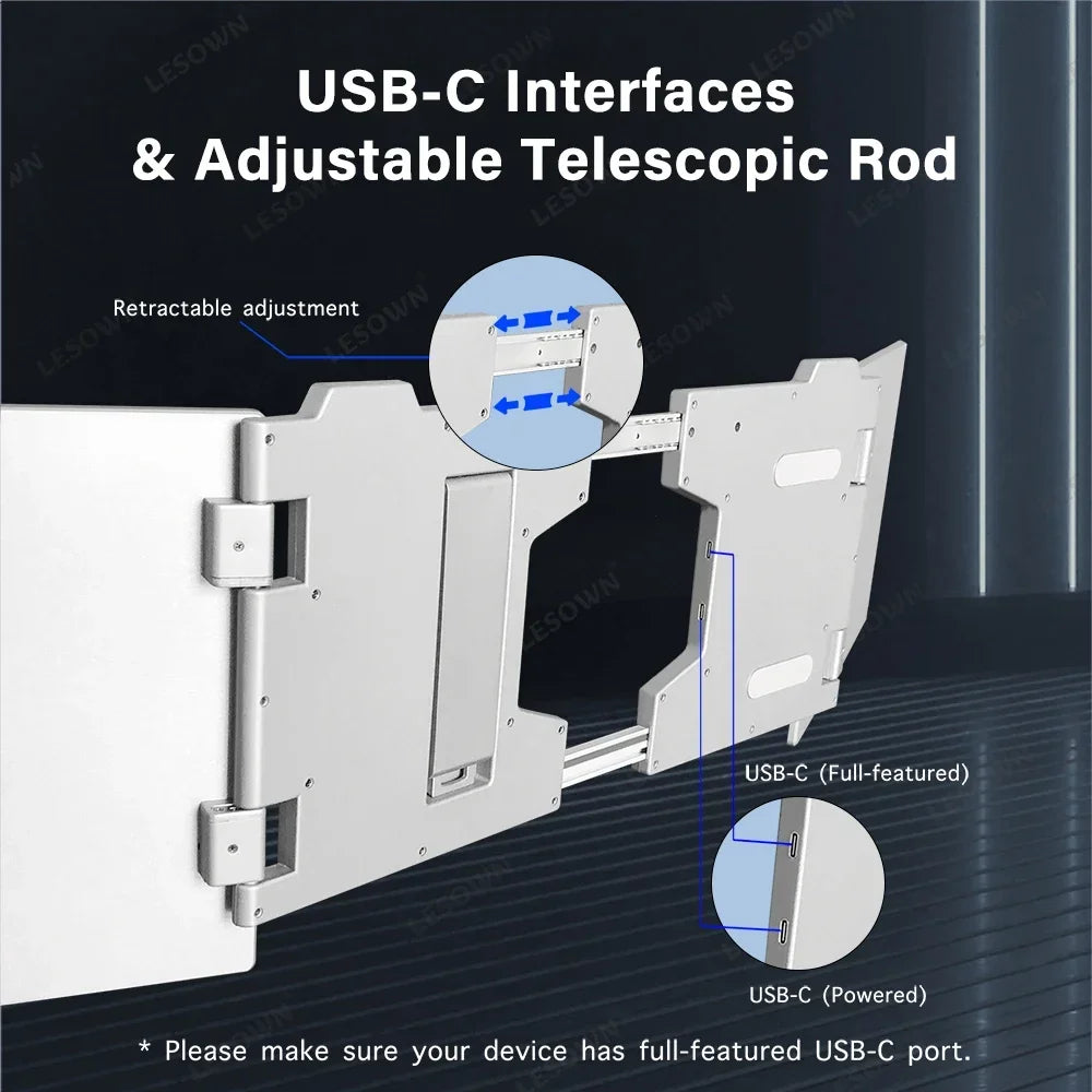 LESOWN 15.6 inch Portable Dual Monitor USB C Full HD 1920x1080 IPS Double Screen Laptop Display Extender for Gaming PC Computer