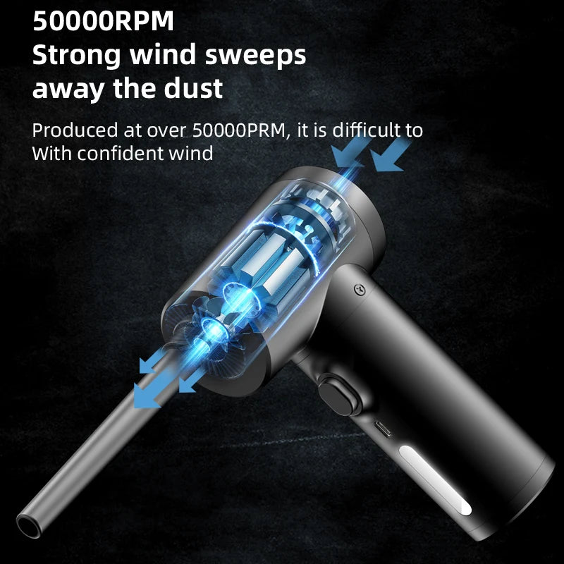 Wireless Air Duster 50000 RPM Dust Blowing Gun USB Compressed Air Blower Cleaning, For Computer Laptop Keyboard Camera Cleaning