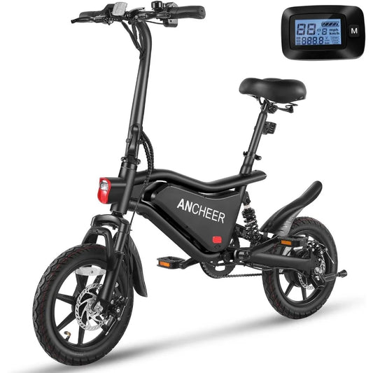 14" Folding Electric Bike, 500W Max Motor, 22MPH Ebike, Triple Shock Absorber, 48V 374Wh Battery Up to 45 Miles, Brake Taillight