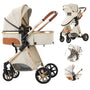 Luxury Baby Stroller 2 in 1 Foldable Stroller High landscape Newborn Baby Bassinet Puchair Lightweight baby cart with comfort