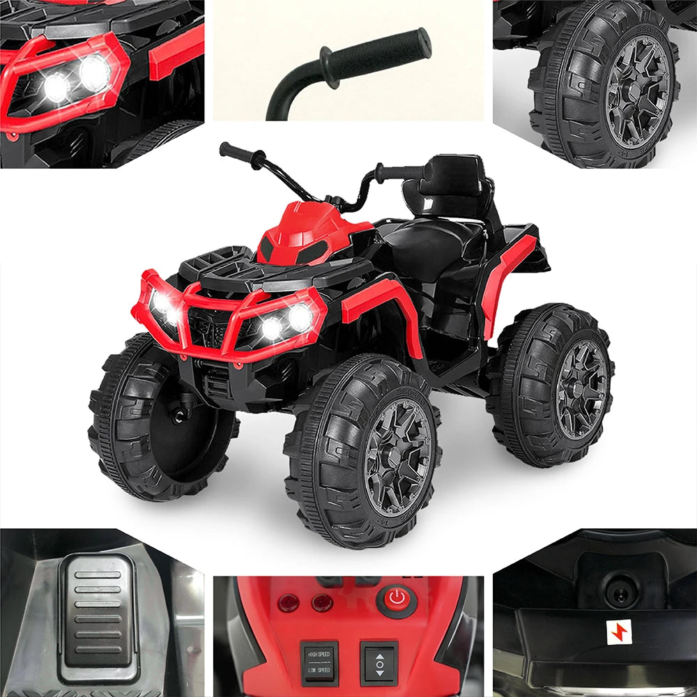 24V Battery Powered Kids ATV, Ride On Electric Car with Bluetooth, MP3, LED Headlights, Spring Damper System for Boys and Girls