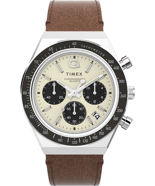 Q Timex Chronograph 40mm Leather Strap Watch - TW2V42800