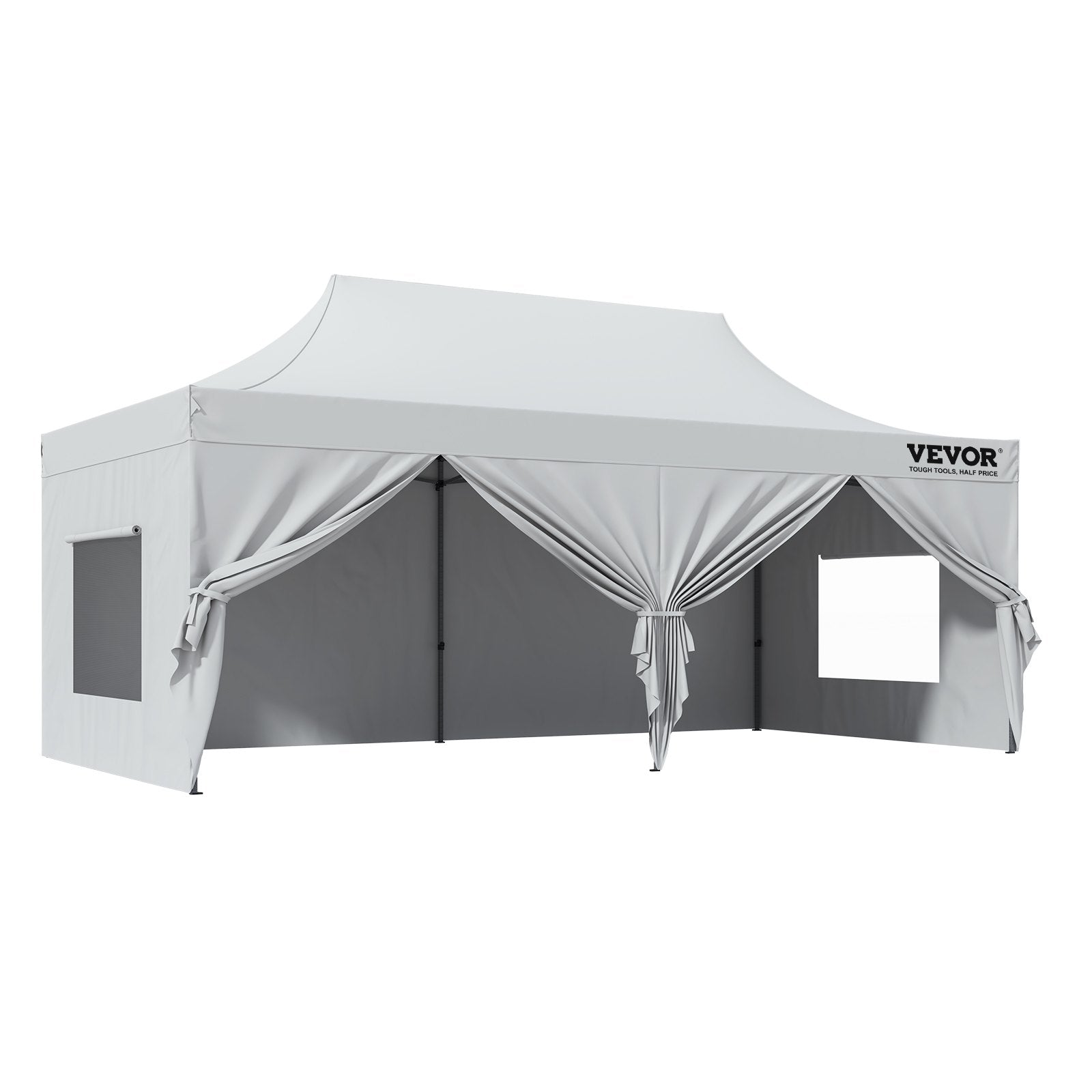 VEVOR 10 x 20 FT Pop up Canopy with Removable Sidewalls, Instant Canopies Portable Gazebo & Wheeled Bag, UV Resistant Waterproof, Enclosed Canopy Tent for Outdoor Events, Patio, Backyard, Party, Parking  | VEVOR US