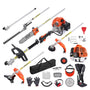 VEVOR 43CC 6-in-1 Multi-Functional Trimming Tools, Gas Hedge Trimmer, Weed Eater, String Trimmer, Brush Cutter, Edger, Pole Saw Chainsaw Pruner with Extension Pole