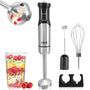 VEVOR Commercial Immersion Blender, 12-Speed Heavy Duty Immersion Blender, Stainless Steel Blade Copper Motor Hand Mixer, Portable Mixer with Measuring Cup, Whisk, Milk Frother, Silver