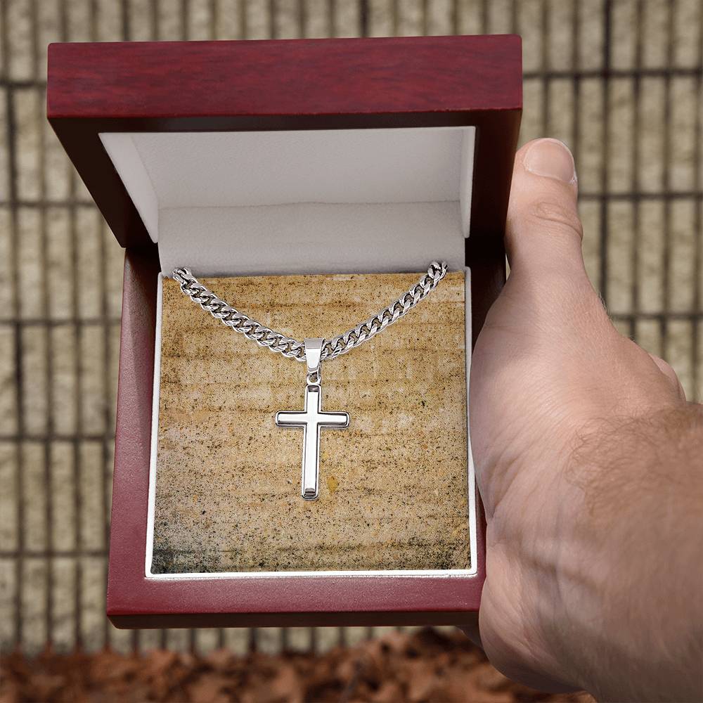 Cuban Chain with Artisan Cross Necklace, Everyday Wear Chain for your Love